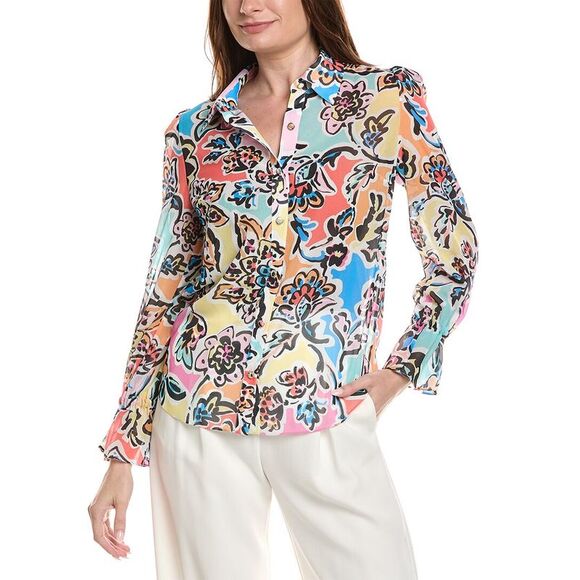 Milly Tops - Milly Womens Lacey Rainbow Oasis Blouse, Black